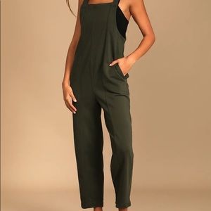 Lulu’s Olive Green Square Neck Jumpsuit